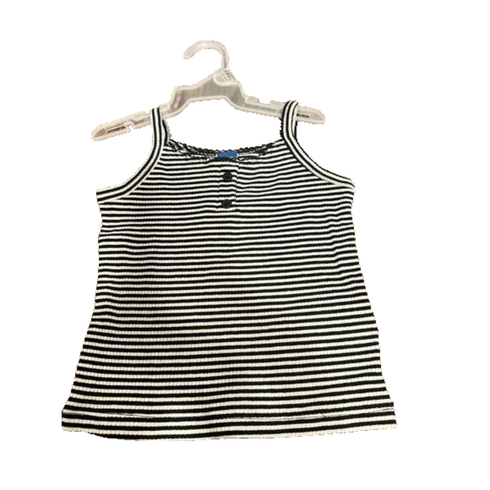 Old navy girls black and white striped tank top 12-18m